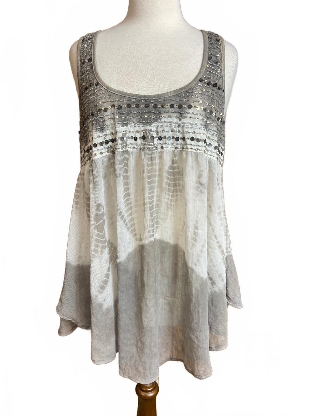 Living Doll Los Angeles sequin tie-dye tank top XL